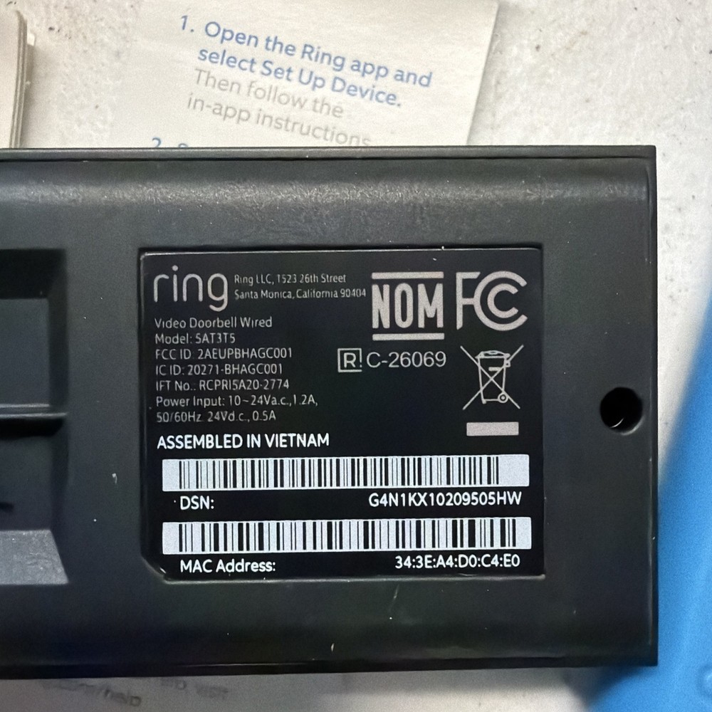 Bundle Ring Wired Doorbell Camera & Ring Doorbell Chime - Ready For Setup