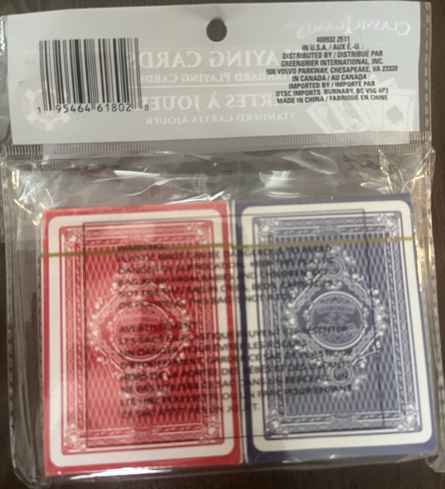 Classic Games Standard Playing Cards 4pc