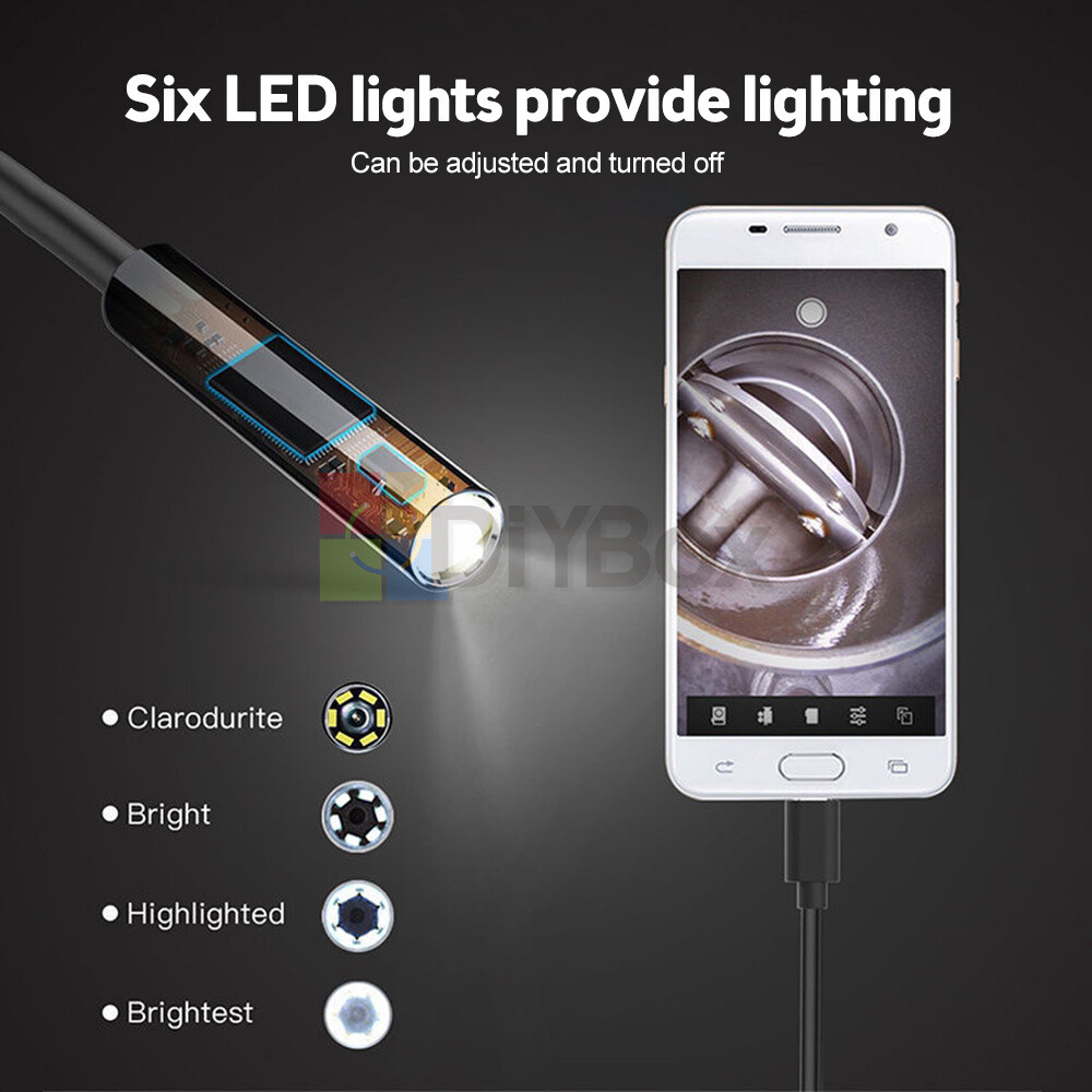 Endoscope Borescope w/ 6LED Mini Inspection USB Camera Scope Borescope 1/3.5/5m