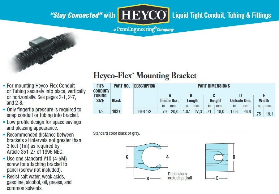 1/2" Heyco-Flex™ Mounting Brackets - Free shipping