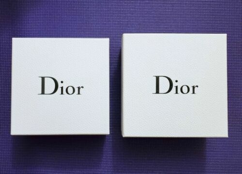 DIOR gray logo white textured square Gift nesting Box Empty storage set lot x 2