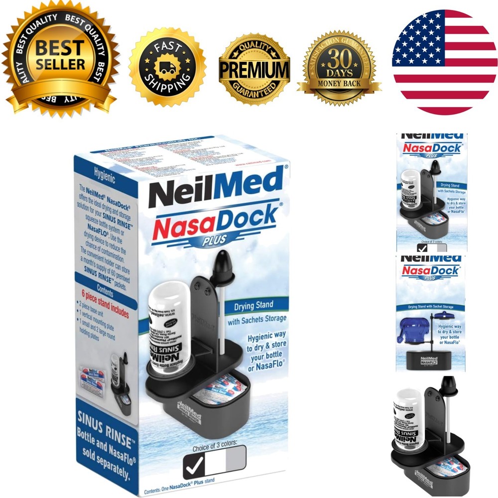 NasaDock Plus: Versatile Black Stand for Neti Pot & Sinus Rinse Packets Storage