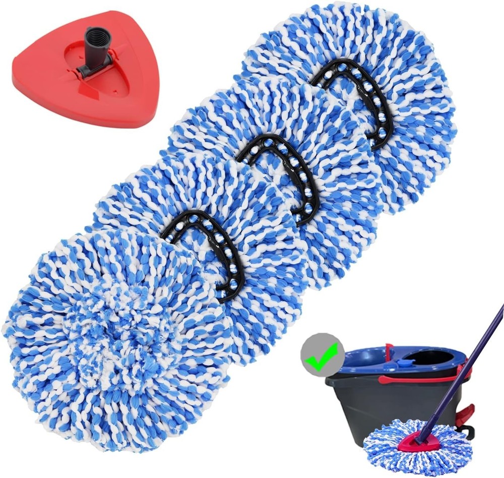 4 Pack Spin Mop Replacement Heads Microfiber Mop Refills Compatible with 2 Ta...