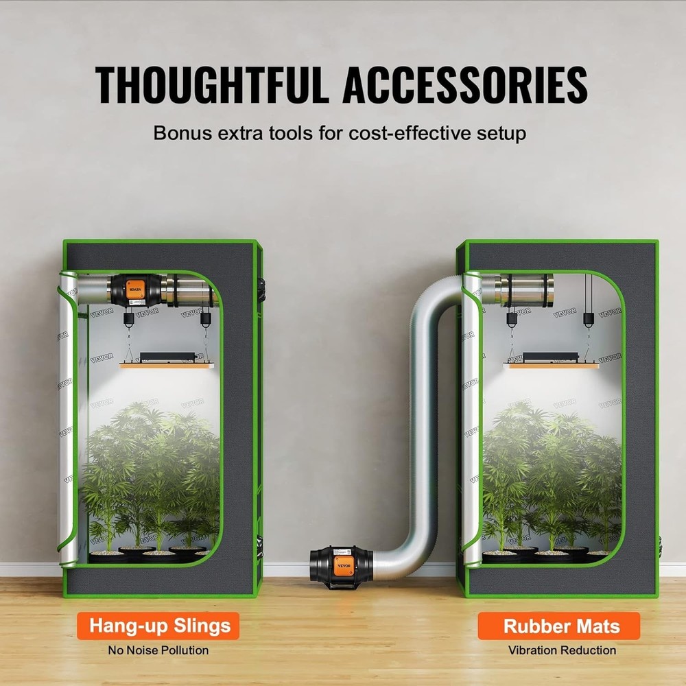 VEVOR Inline Duct Fan, 6-Inch 400 CFM with Variable Speed Controller - Black