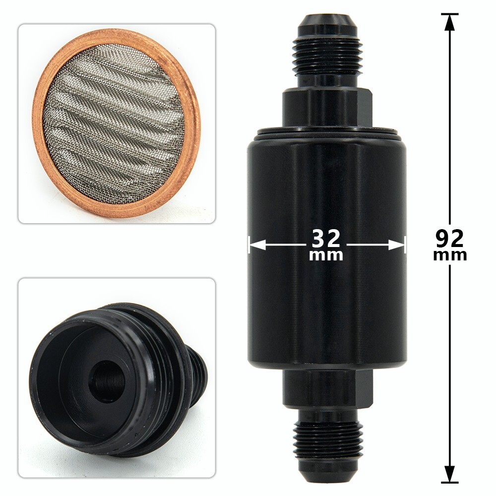 Universal 6AN Inline Fuel Filter High Flow Removable Cleanable
