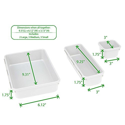 8-Pc Drawer Organizer Interlocking Storage Kitchen Office 9.25" L x 6.5" W x ...