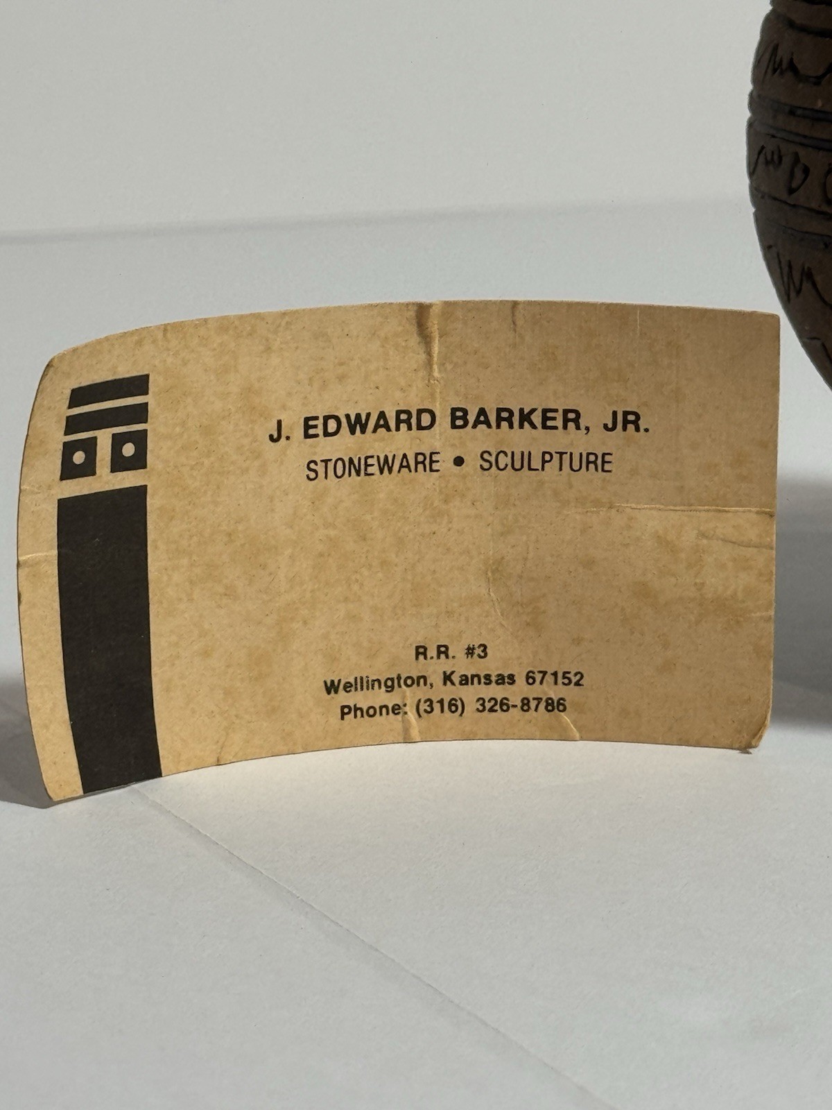 J Edward Barker Signed 1988 SCRYPT Line Studio Art Pottery Stoneware Sculpture