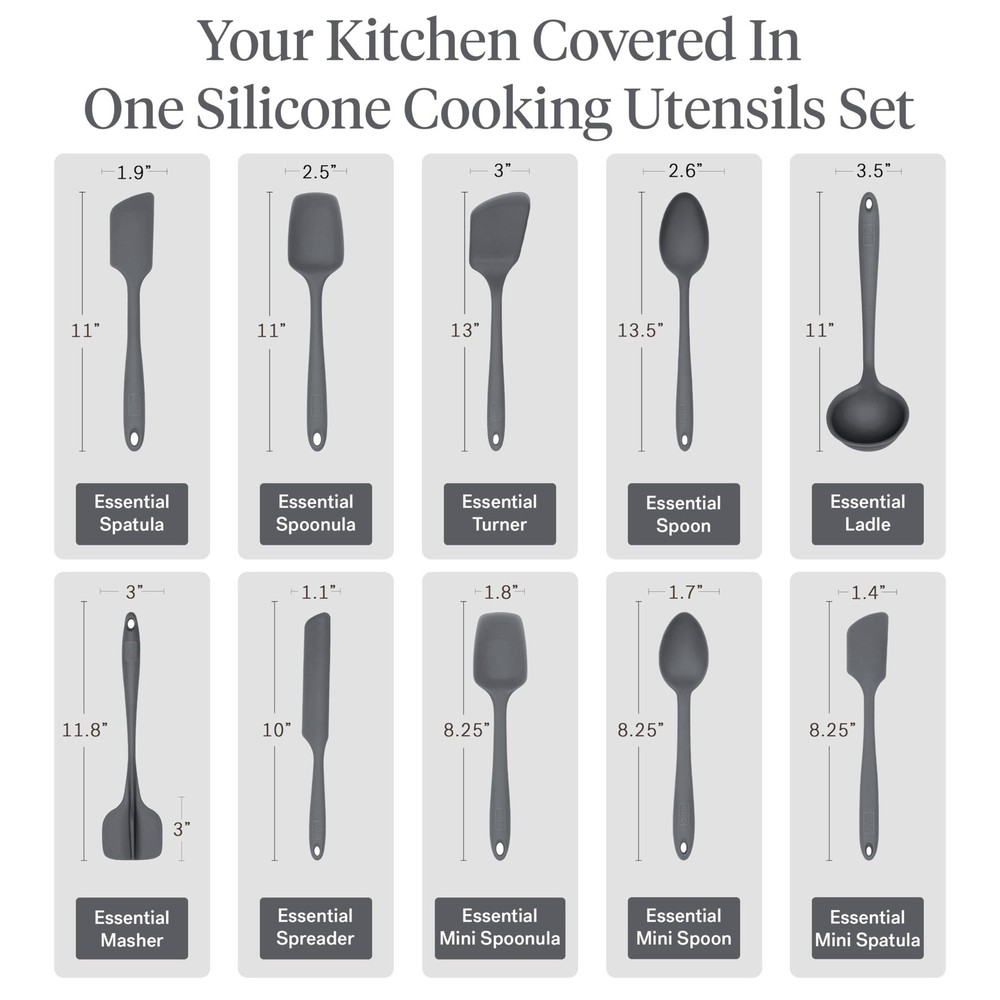 : Get It Right 10 Piece Silicone Essentials Kitchen utensils set - Ladle, Spa...