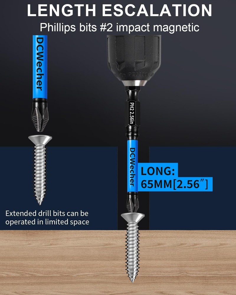 10Pack 2 Phillips Bits for Impact Driver, 2.5Inch Magnetic Drill Screwdriver ...