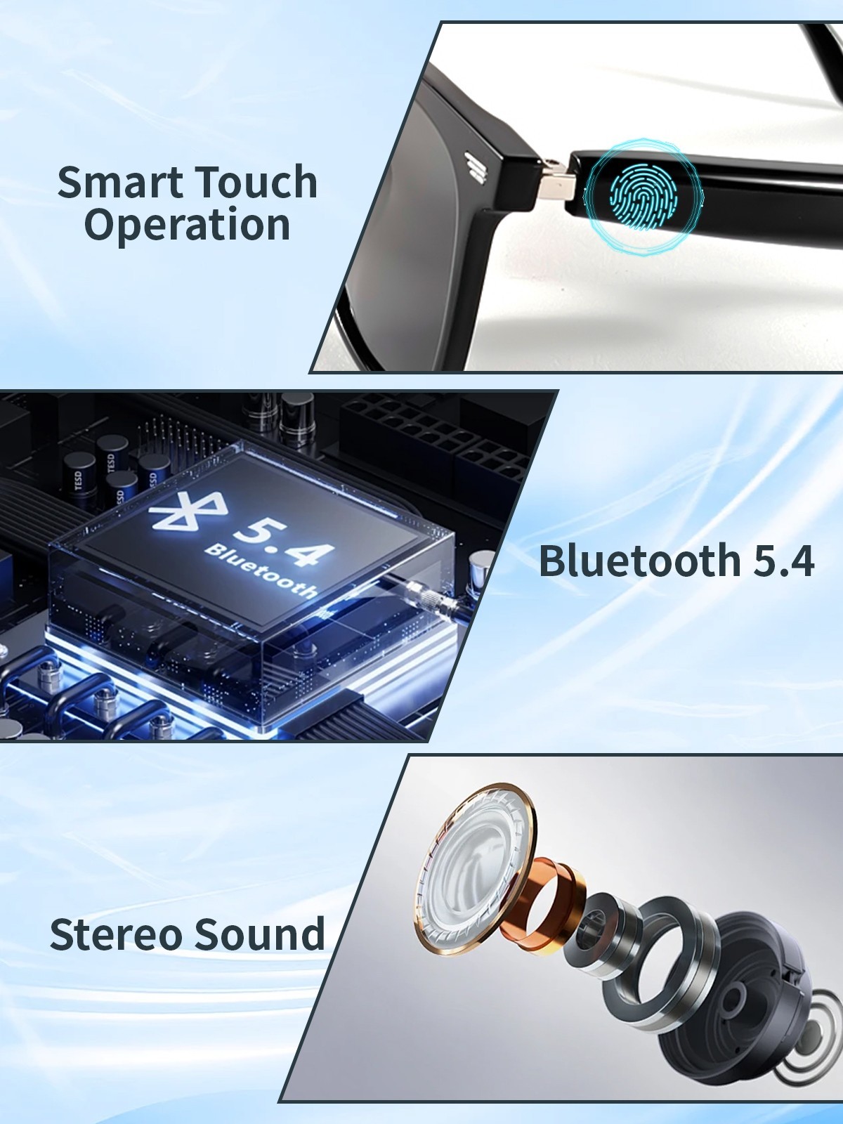 NEW Smart Glasses AI Bluetooth Call Music Translation for Men&Women Work Travel