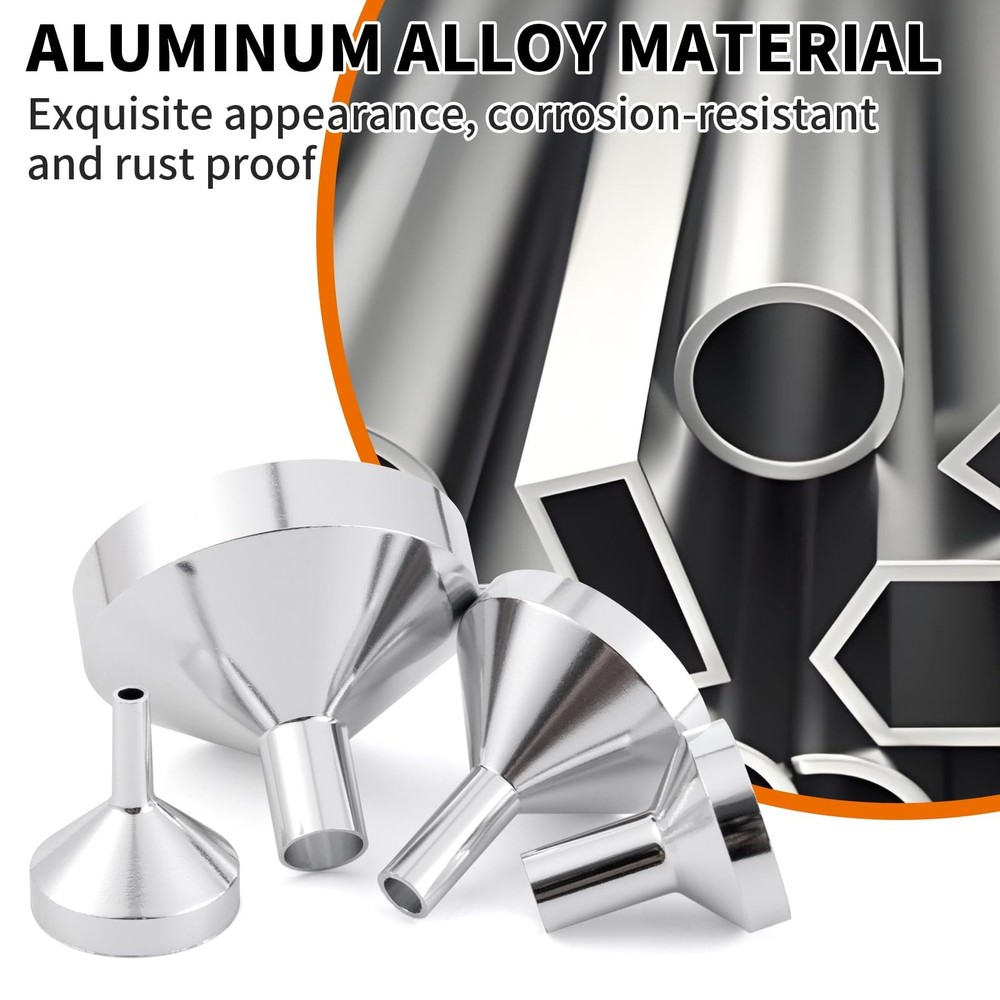 Small Metal Funnels Mini Funnel 8 Size Tiny Bottle Funnel, Miniature Atomizer...