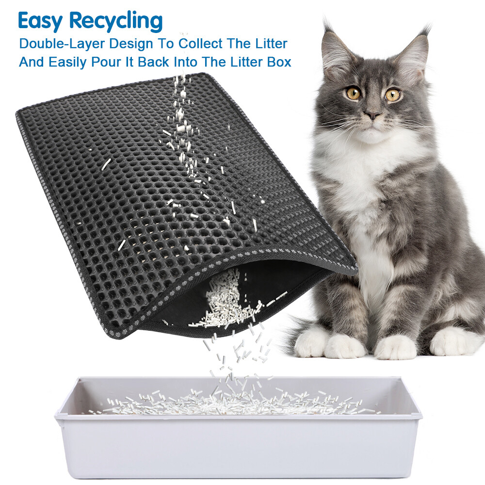 Double Layer Rice Shaped Cat Litter Pad Cleaning Pad Splash Proof Pad Filter Pad