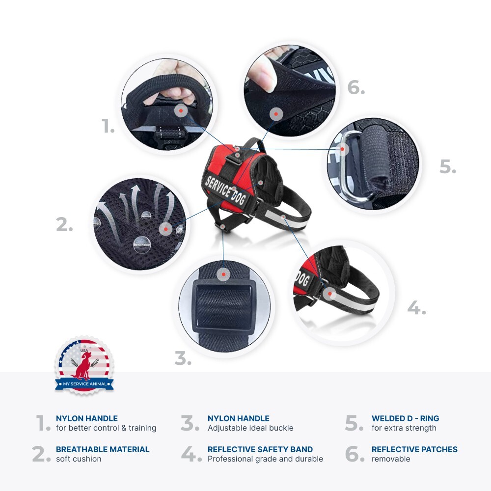 Service Dog No Pull Reflective Harness | All Sizes ADA Vest