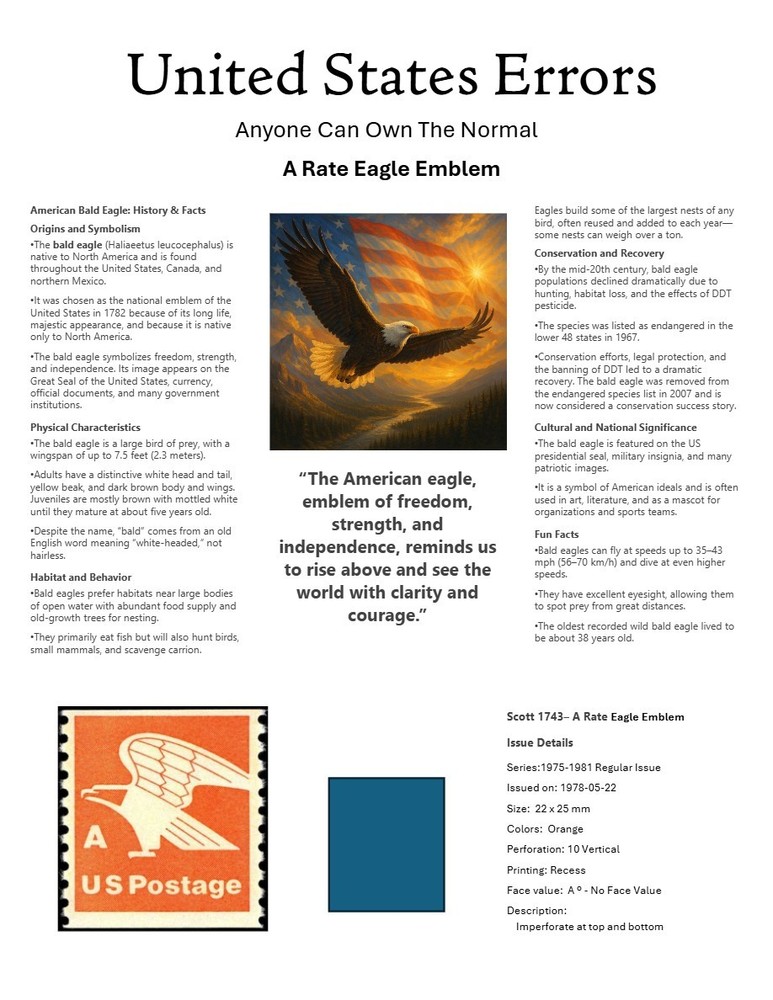 Centsational Custom Presentation Panel For Error SN 1743 - 8.5” X 11”