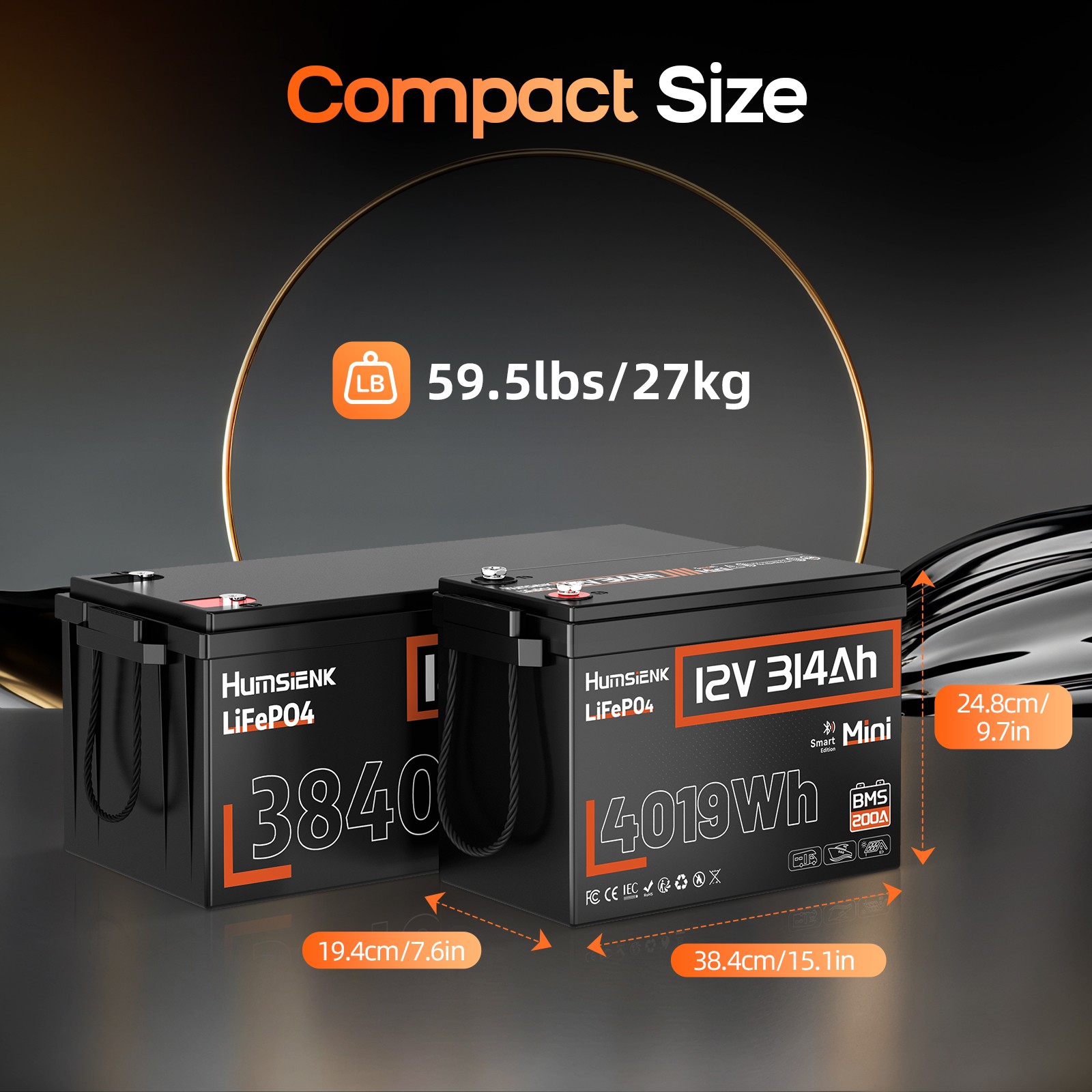 12V 314Ah 300Ah LiFePO4 Lithium Battery 4019Wh Deep Cycle for Solar RV Marine