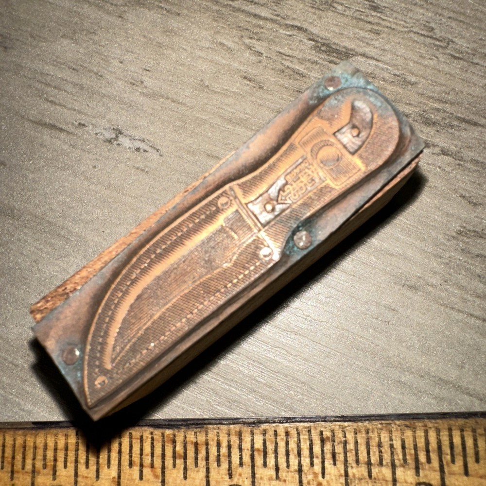 Printing Block “ Spear Brand Fixed Blade Knife “ Copper Face