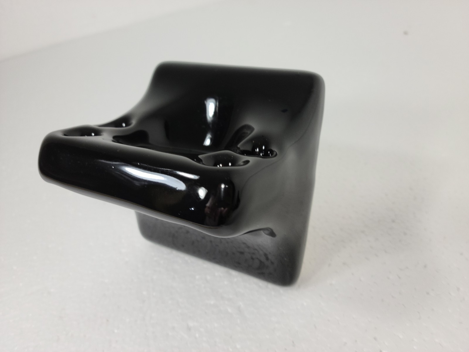 Vintage Black Ceramic Tile Soap Dish Tumbler Cup Tray Toothbrush Holder Set