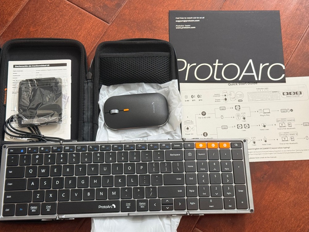 ProtoArc XKM01 Foldable Wireless Keyboard and Mouse Combo Portable Set