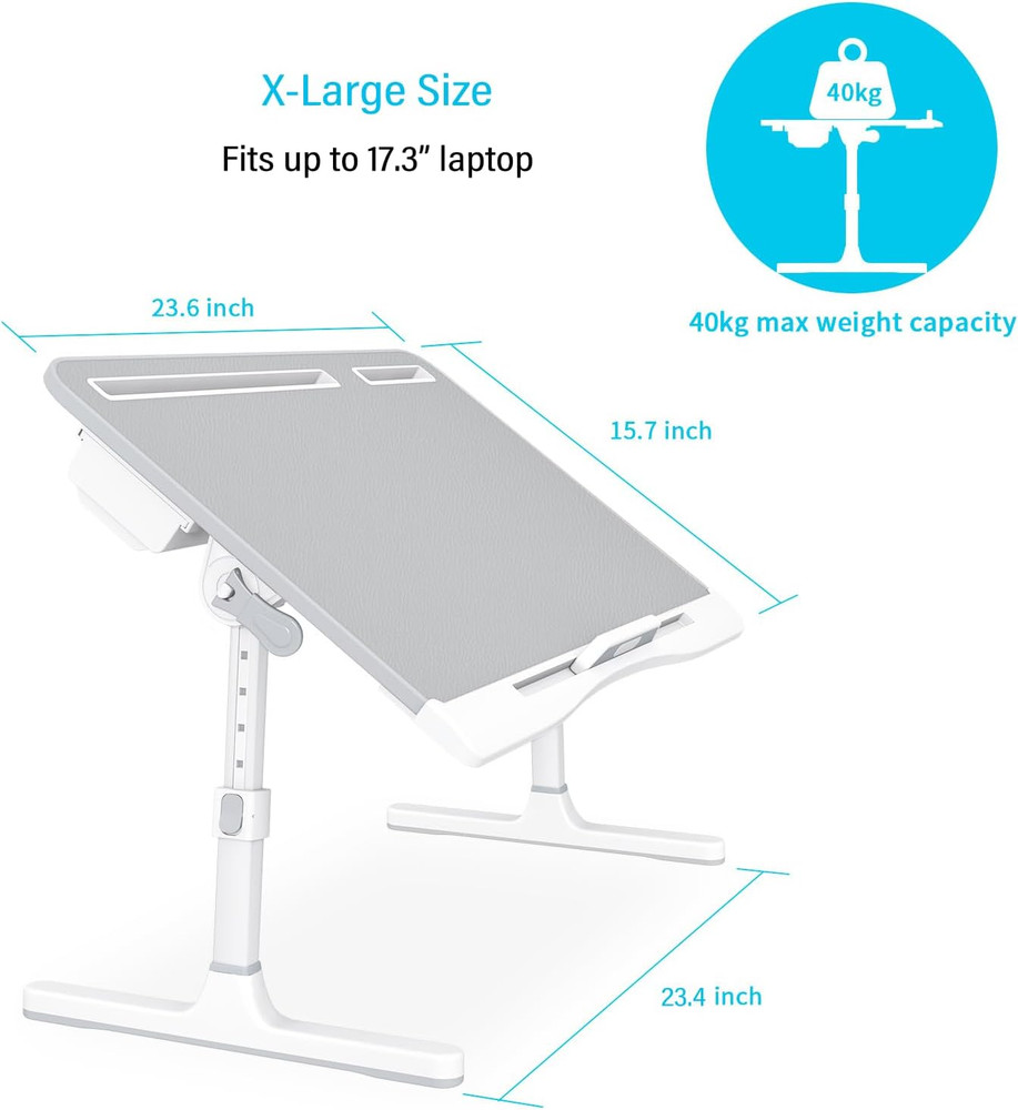 KLEAR Foldable Laptop Bed Tray Desk with Extral Drawstring Bag, Adjustable Bed T