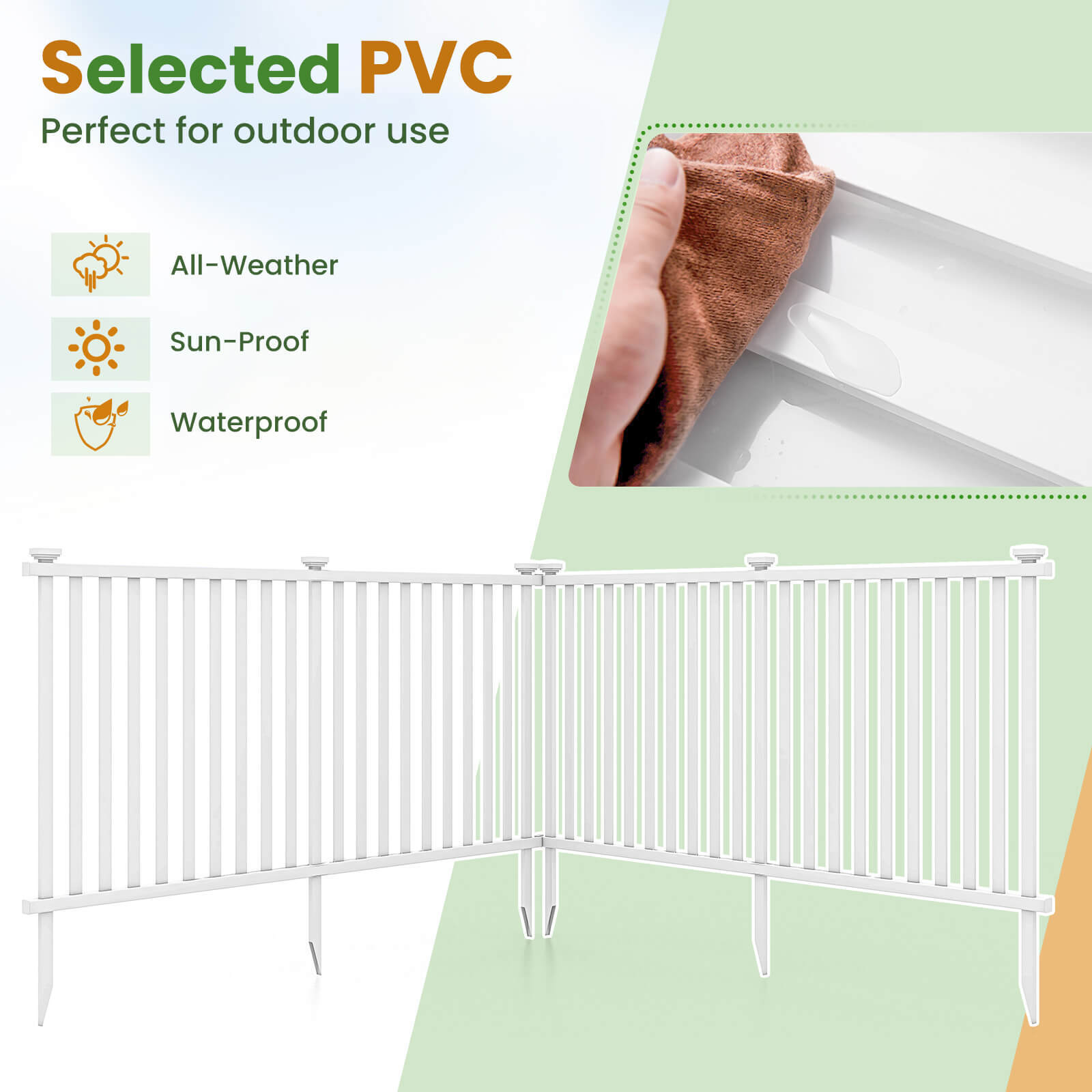 80" x 51" Decorative Fence Pack of 2 No Dig Fence Panels for Soft Ground