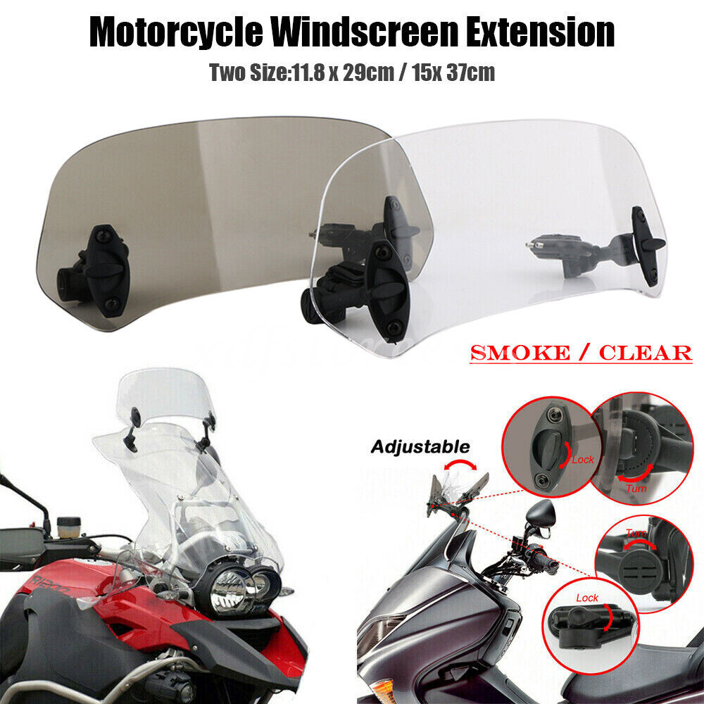 Motorcycle Adjustable Clip-On Windshield Extension Spoiler Windscreen Deflector
