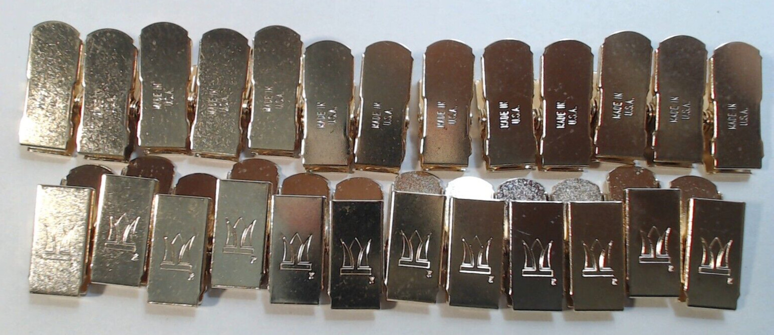 25 Small Metal Gold Tone Reseal Bag Clips Clamps Crafts Snacks Coffee USA Made
