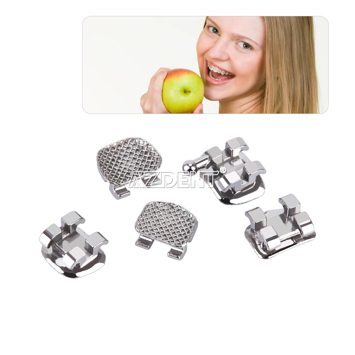 AZDENT Dental Orthodontic Brackets Braces Mini Roth MBT Slot 022/018 Hooks 345