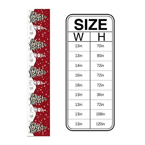 Christmas Table Runner, Snowflake Snowman Rustic Red Table Runners for