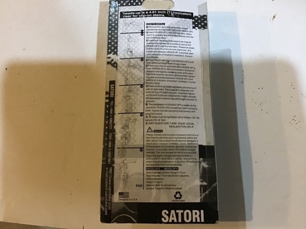 BICYCLE STEM RISER. SATORI