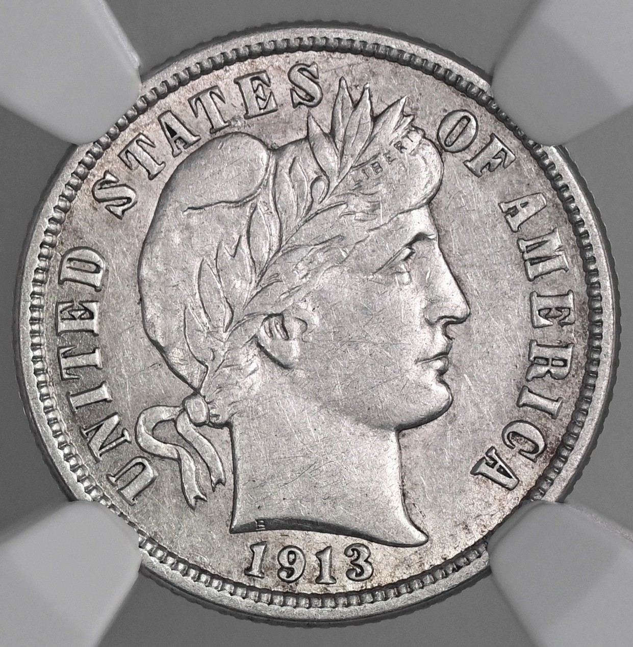 1913-P 10C BARBER SILVER DIME "PHILADELPHIA" NGC XF45 #8404753-048