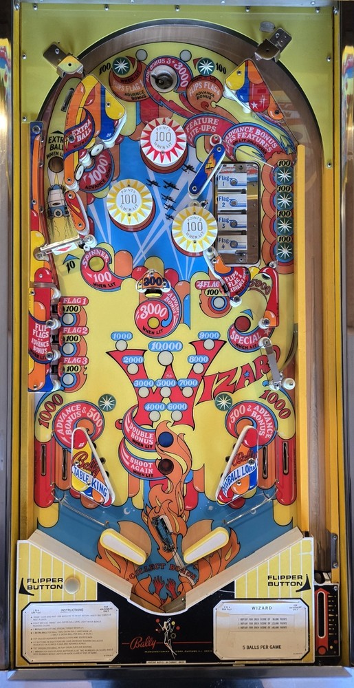 Restored Wizard! Pinball Machine (Bally) 1975