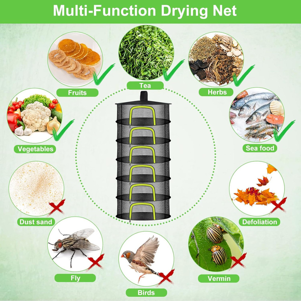 6 Layer Herb Drying Rack, Herb Drying Rack Hanging Mesh, Foldable Plant Drying N