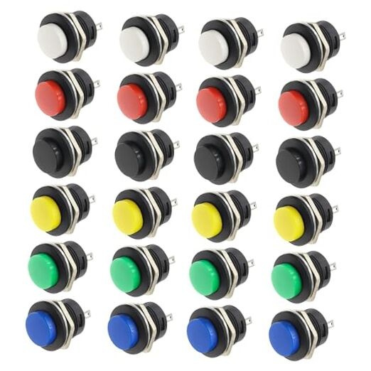 2 Pin Self-Resetting Mini Round 16mm Momentary Push Button Switch 3A 250V