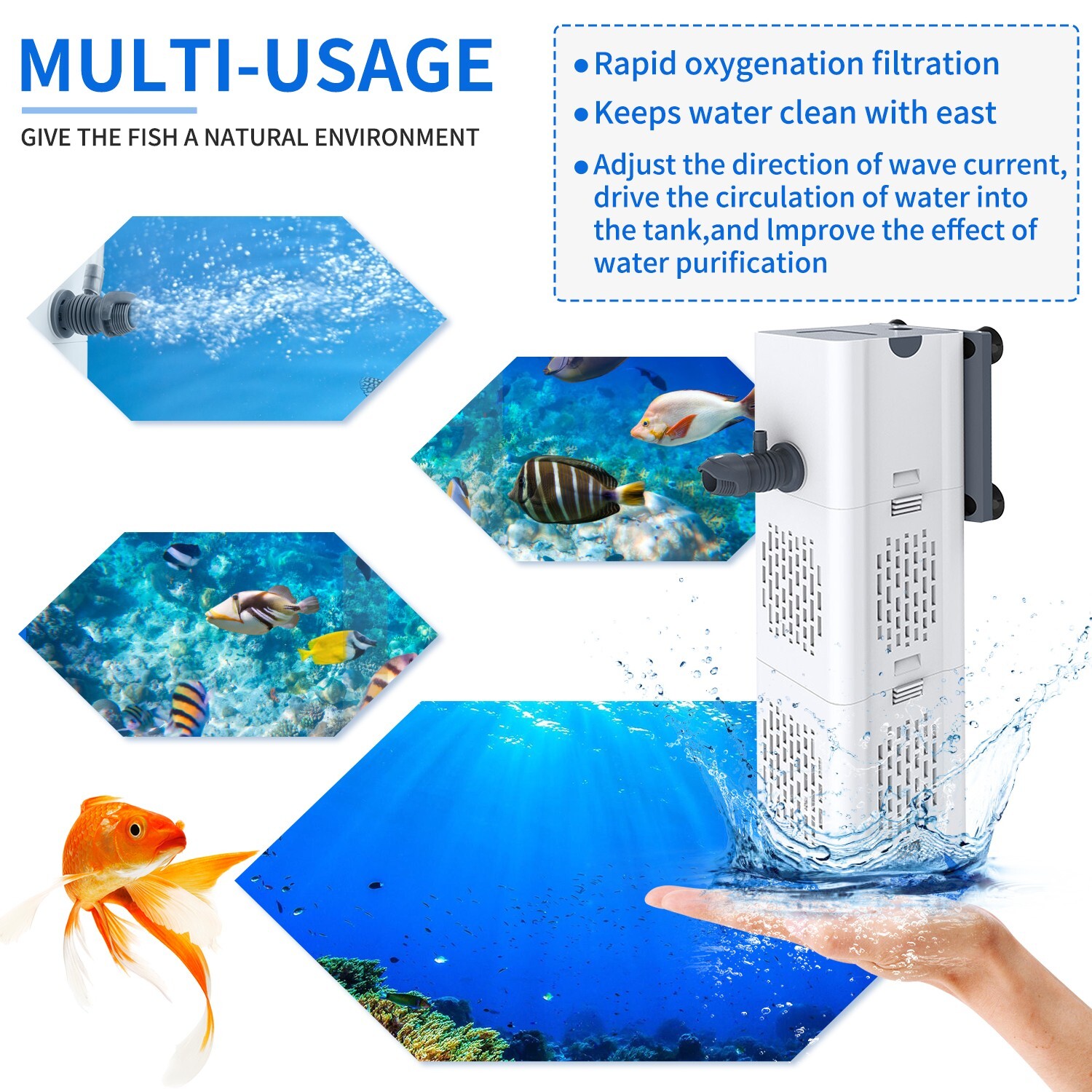 90 GALLON Internal Aquarium Fish Tank Canister 475 GPH Filter Water Filtration