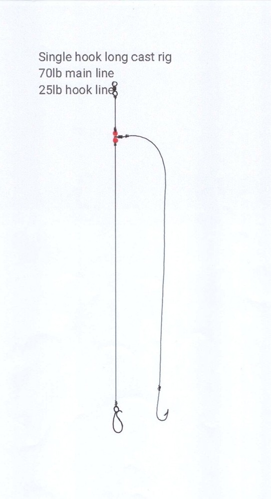4 X No1 Aberdeen single hook long cast rigs