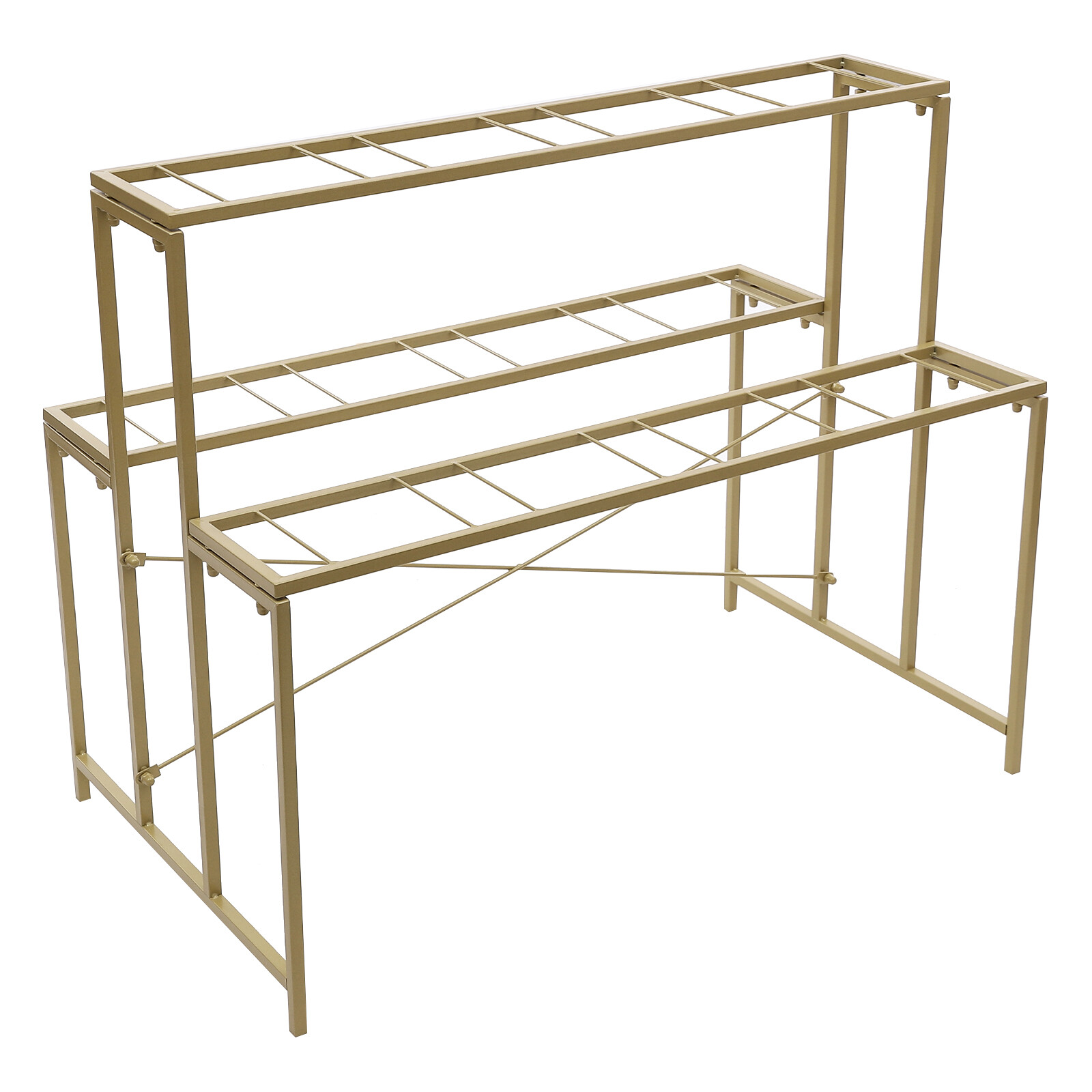 Flower Display Stand with 12 Pcs Buckets, 3 Tier Metal Stand, Indoor & Outdoor