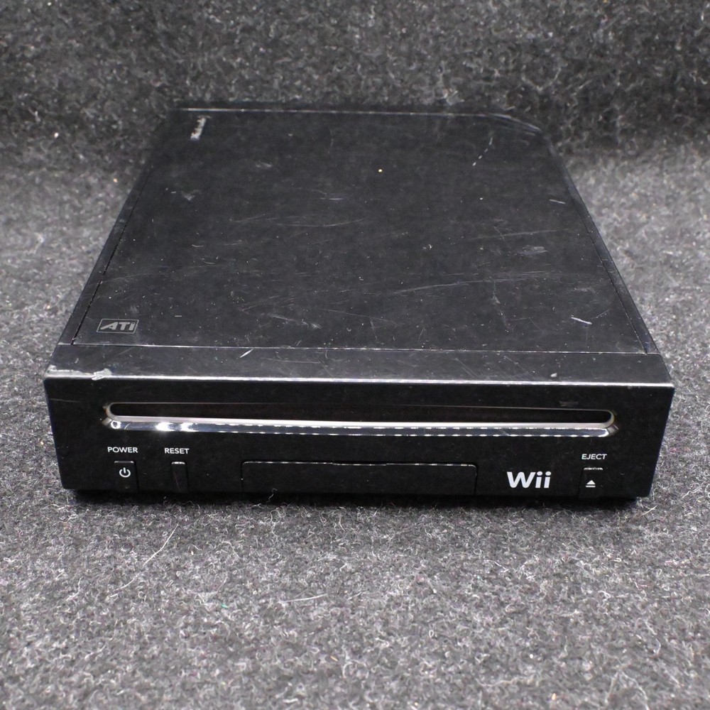 NINTENDO WII BLACK CONSOLE RVL-101 BUNDLE W/ CONTROLLER NUNCHUK SENSOR & CABLES