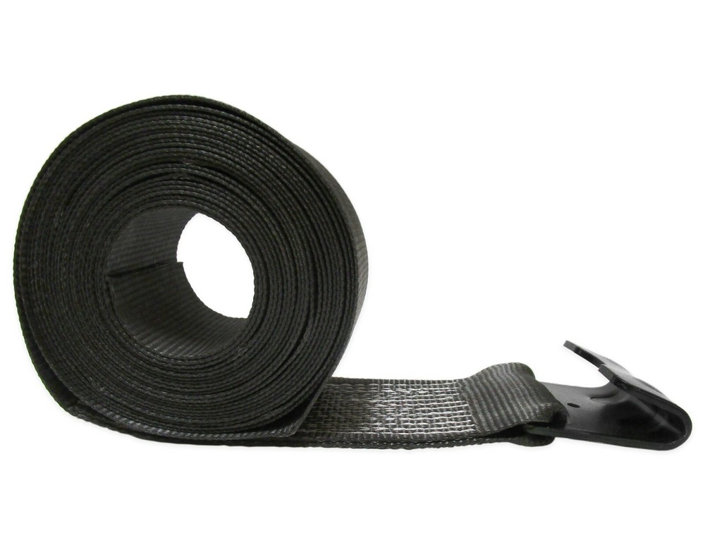 USA 4" X 60' Black Winch Replacement Strap w/ Flat Hook Flatbed Tie Down Trailer