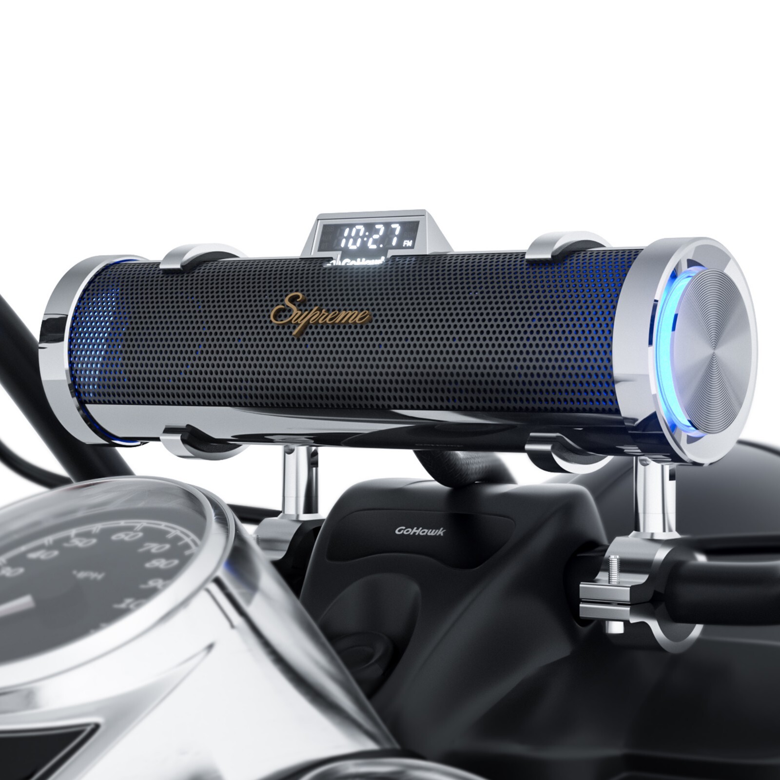Waterproof Bluetooth Motorcycle Stereo Speaker Soundbar Audio MP3 System Chrome