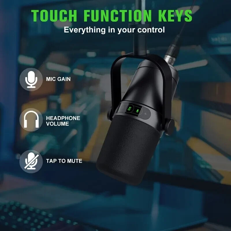 Professional USB/XLR Dynamic Microphone for Broadcast Podcast & Recording Studio