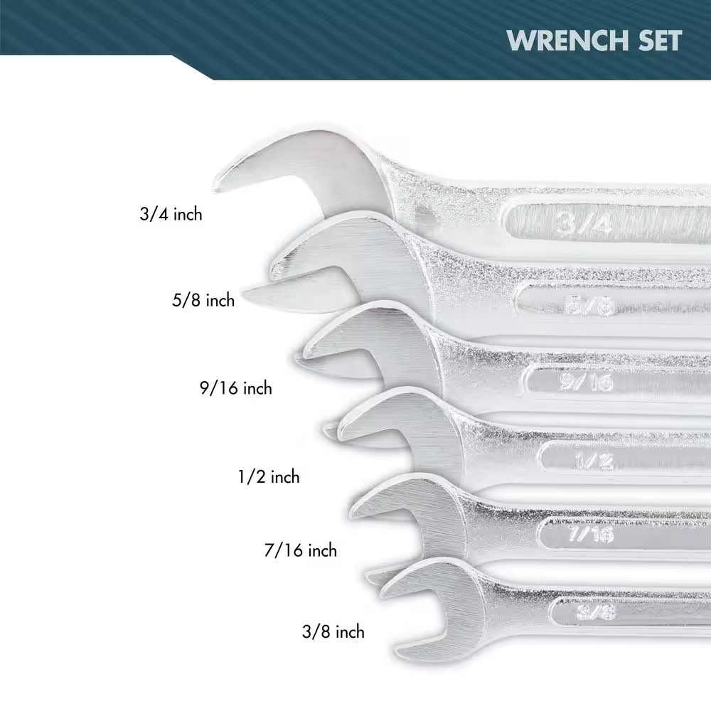 6-Piece SAE Combination Wrench Set with Case