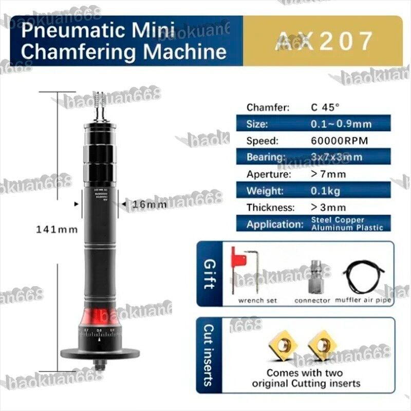 AX207 Mini Pneumatic Chamfering Machine 45°Metal Deburring Chamfer Tool Handheld