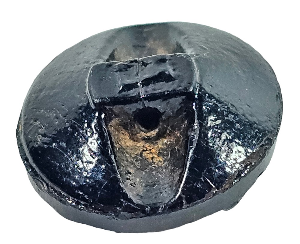 Victorian 1800s Black Glass Train Engine Button Old 11/16”