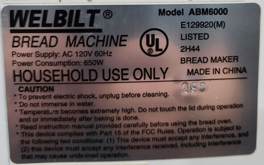 Run Capacitor for Motor in Welbilt Bread Machine ABM6000