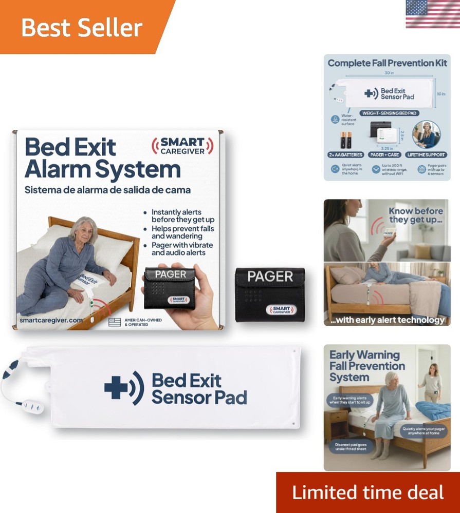 Fall Prevention Bed Exit Alarm - Wireless Pager & Sensor Technology Included