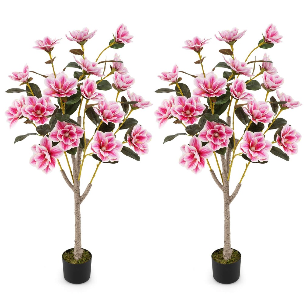 2PCS 51" Artificial Magnolia Tree w/ Elegant PEVA Leaves Multi-branch Trunks