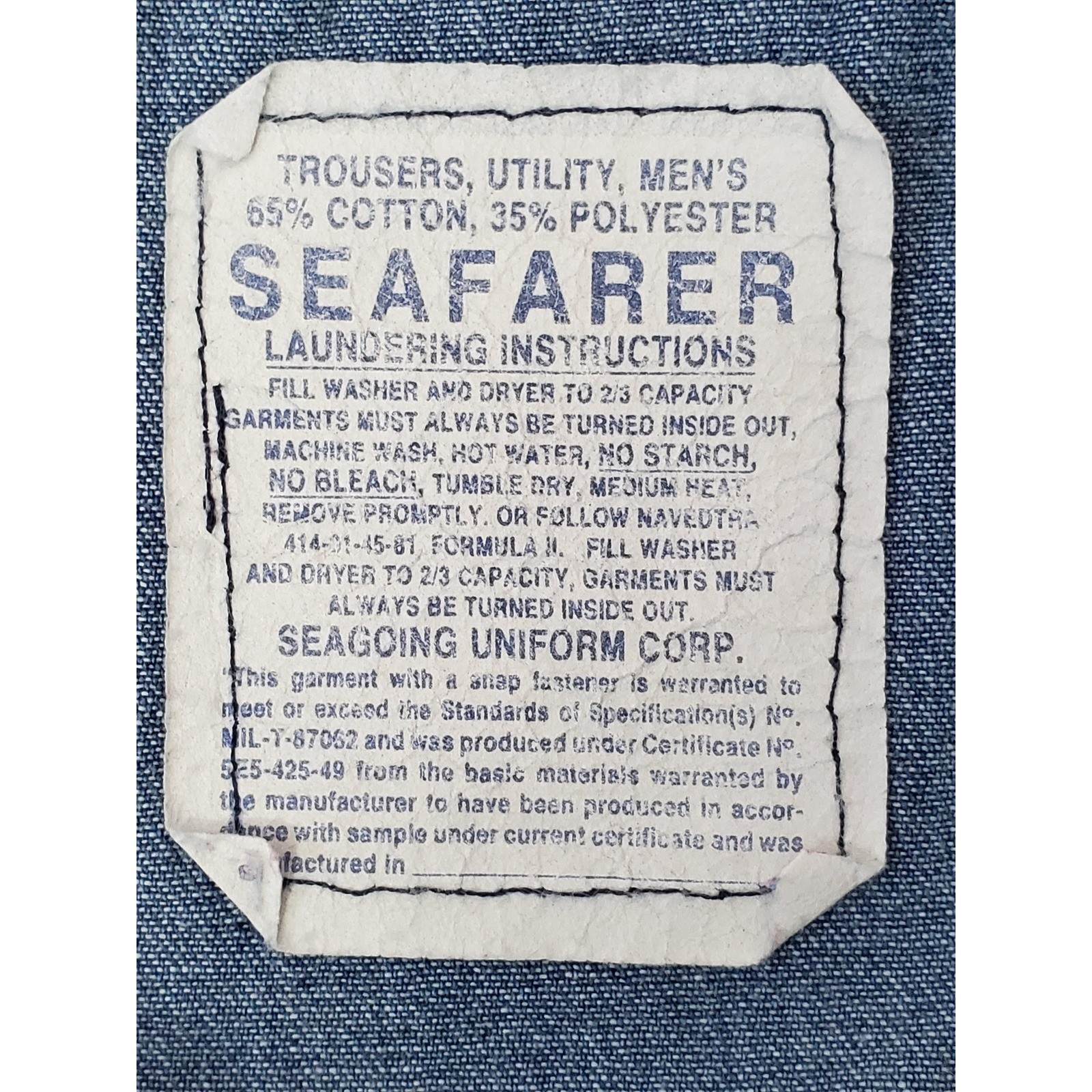 Vintage Navy Seafarer Dungaree Jeans Utility Trousers Bell Bottom Wide Leg 32x29