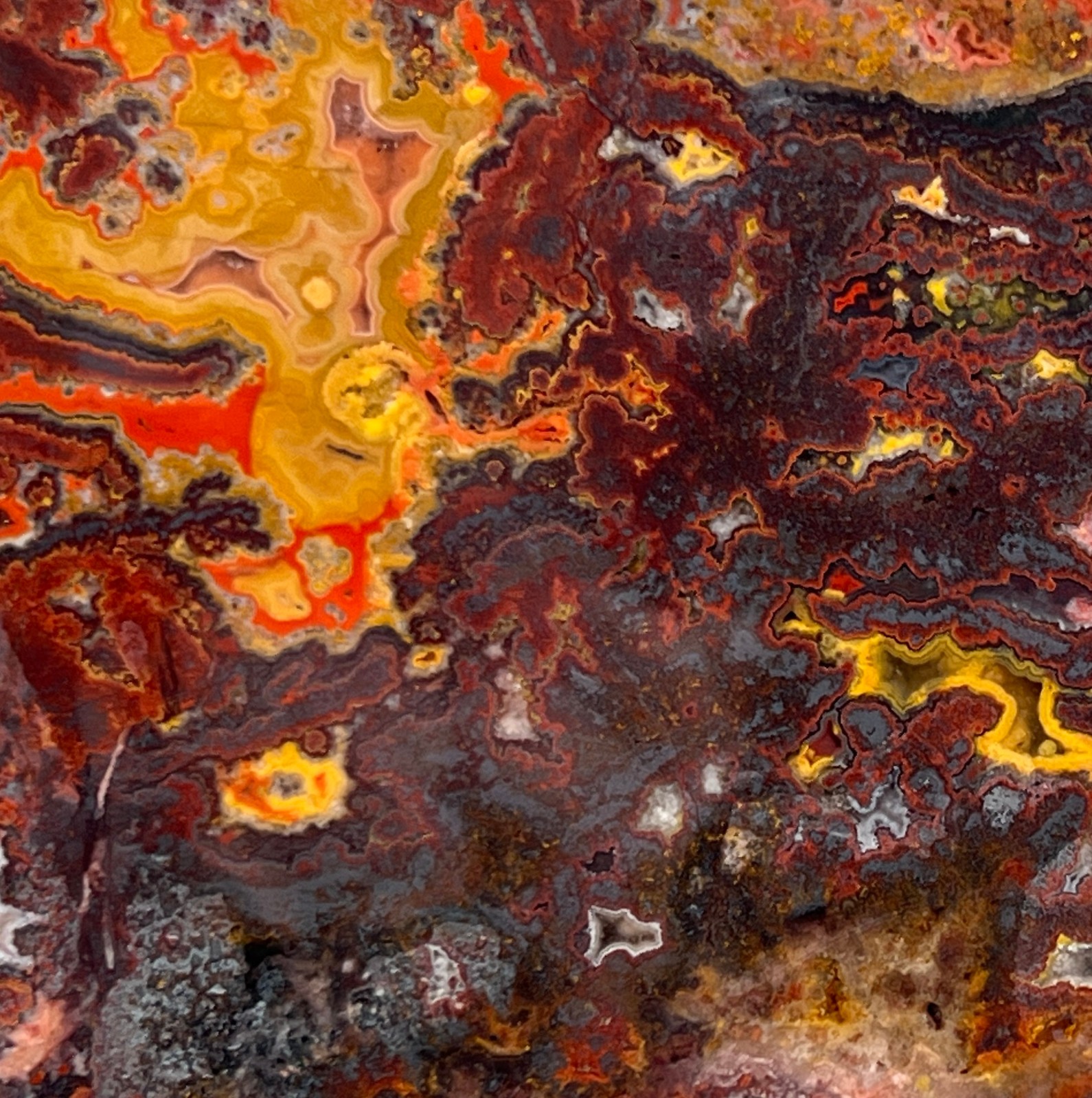 Rare Old Stock Persian Lace Jasper Hematite - Morocco 4.5"x3.5" Agate Rough Slab