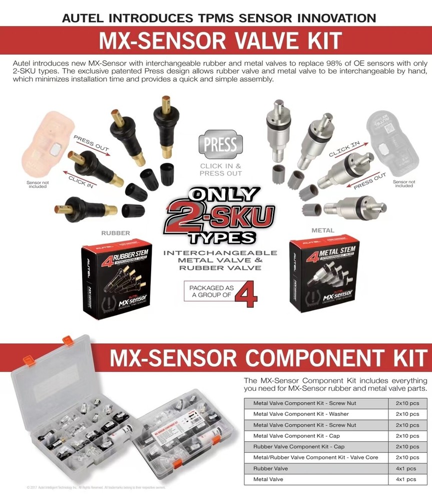 Autel MX-SensorRVK Interchangable Rubber Valve Stem Kit