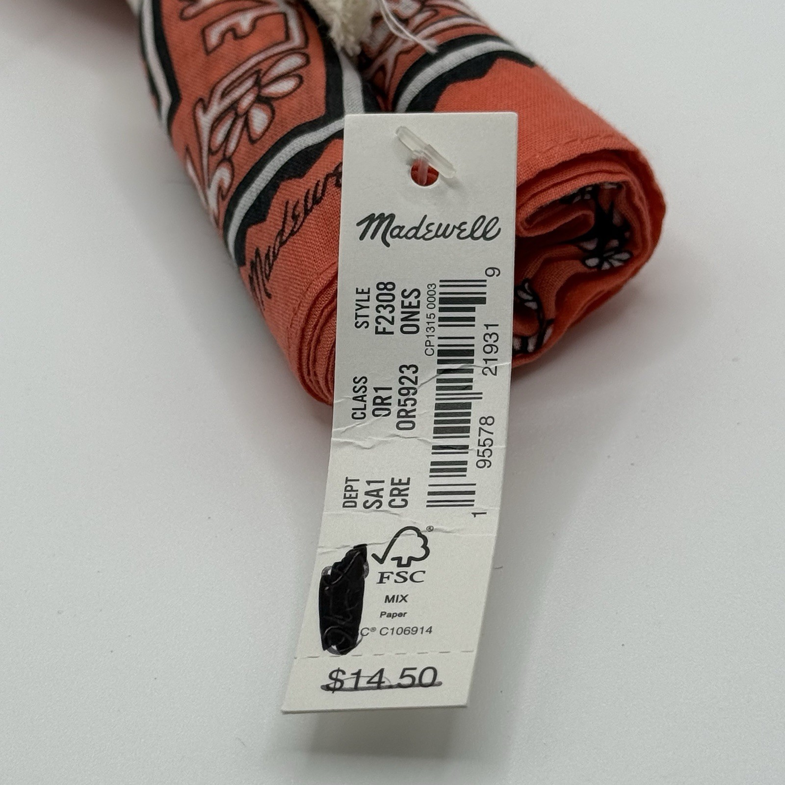 Madewell Organic Cotton Floral Bandana In Coral NWT